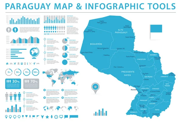 パラグアイ地図 - 情報グラフィック ベクトル図 — ストックベクタ