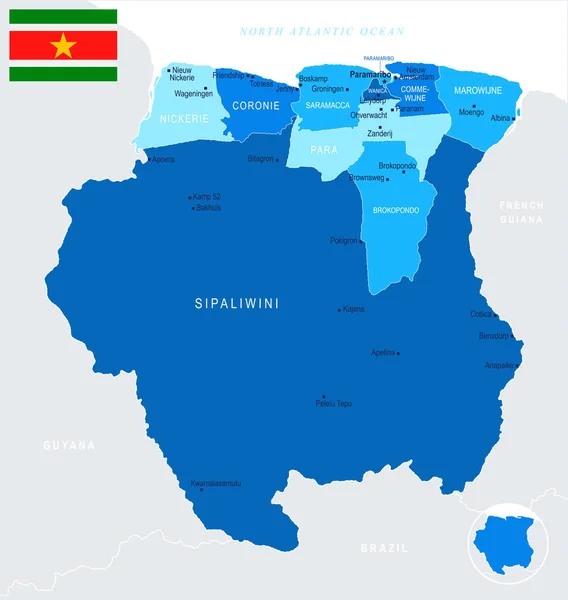 Surinam-Mapa - informacje grafiki wektorowej — Wektor stockowy