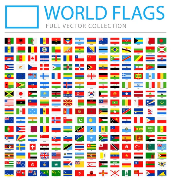 Todas las banderas del mundo - Vector rectángulo iconos planos — Vector de stock