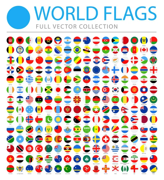 All World Flags - Vector Round Flat Icons — Stock Vector