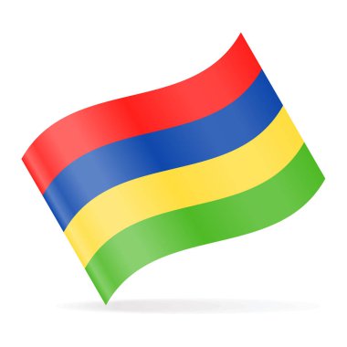 Mauritius bayrak sallayarak simge vektör