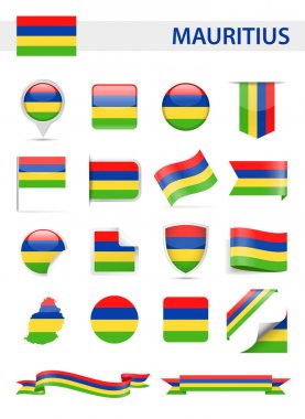 Mauritius bayrak vektör Set