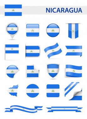 Nikaragua bayrağı vektör Set