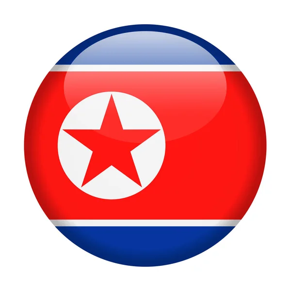북한 국기 라운드 아이콘 벡터 — 스톡 벡터
