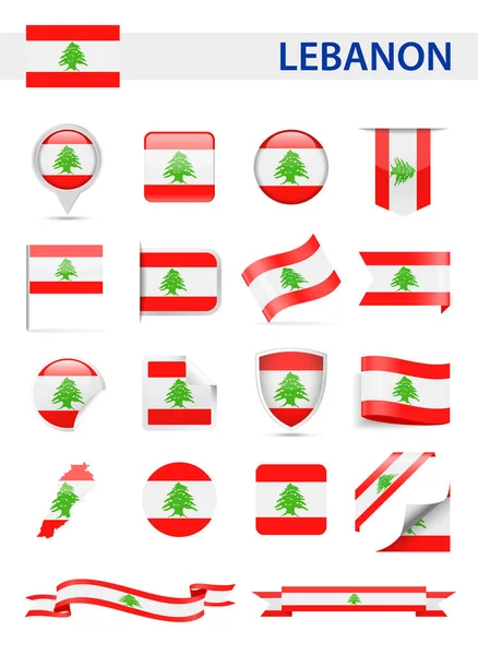 Líbano Bandera Vector Set — Vector de stock