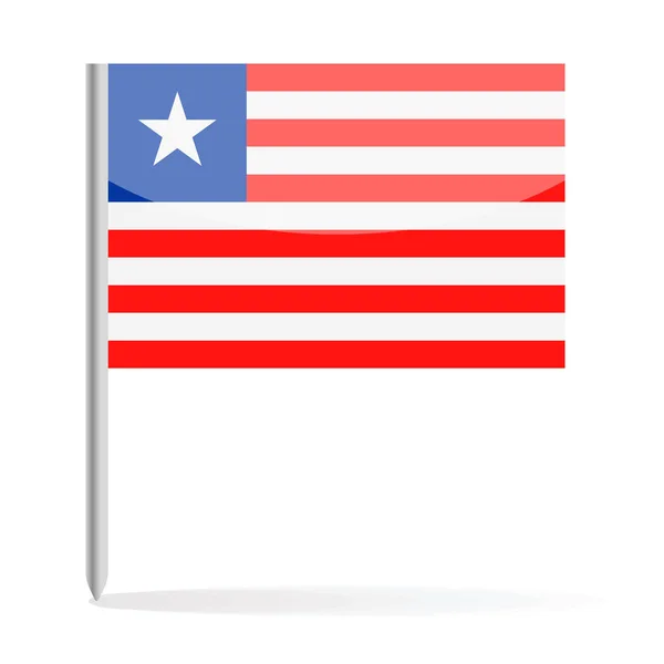 Liberia Bandera Pin Vector Icono — Vector de stock