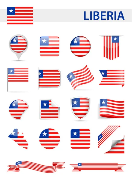 Liberia Flag Vector Set — Stock Vector