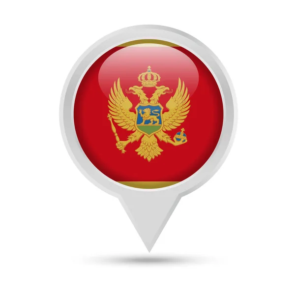 Montenegro bandera redonda Pin Vector icono — Archivo Imágenes Vectoriales
