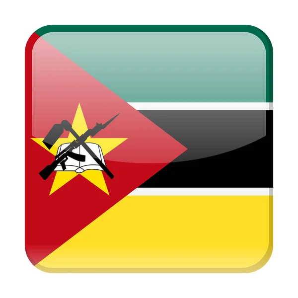 Moçambique Bandeira Vector Square Icon — Vetor de Stock
