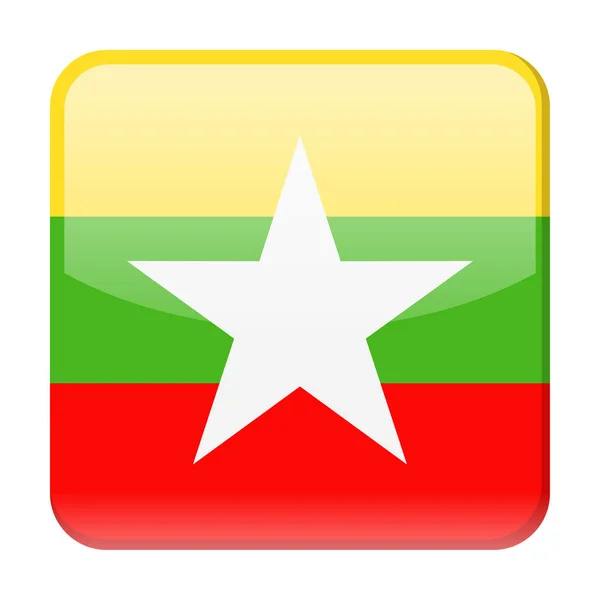 Barmský vlajka vektorový náměstí ikona — Stockový vektor