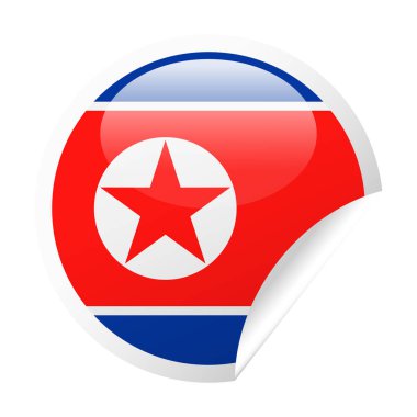 Kuzey Kore bayrağı vektör yuvarlak köşe kağıt simgesi