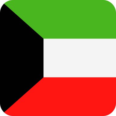 Kuveyt bayrağı vektör kare düz simgesi