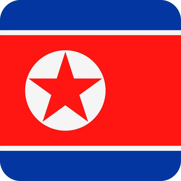 Bandera de Corea del Norte Vector Square Flat Icon — Vector de stock