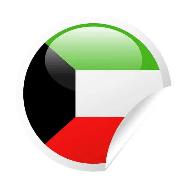 Bandera de Kuwait Vector Round Corner Paper Icon — Vector de stock