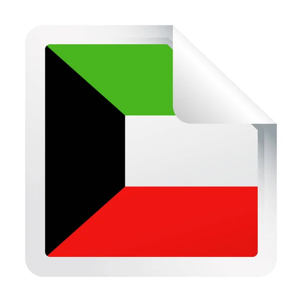 Kuveyt bayrağı vektör kare köşe kağıt simgesi — Stok Vektör
