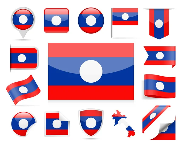 Laos flaga wektor zestaw — Wektor stockowy