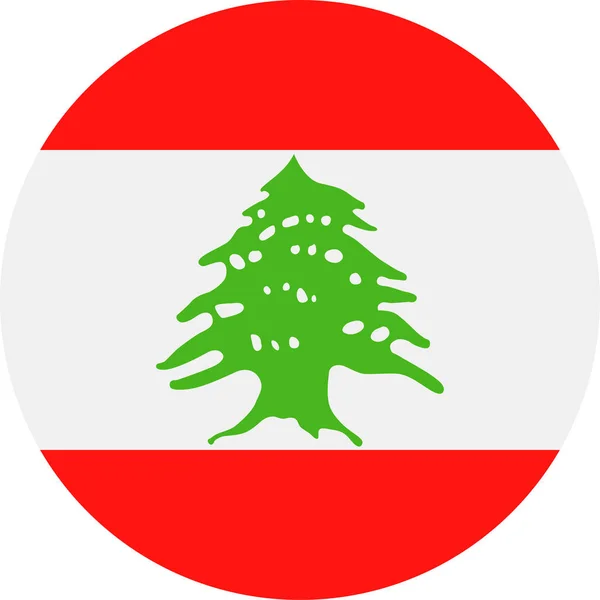 Flaga Libanu wektor okrągłe płaskie ikona — Wektor stockowy