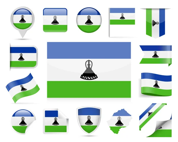 Lesotho flaga wektor zestaw — Wektor stockowy