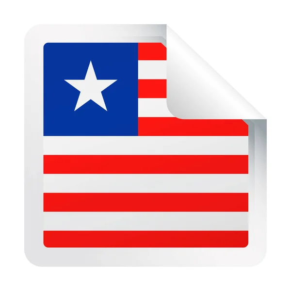 Bandera de Liberia Vector Square Corner Paper Icon — Vector de stock