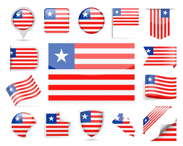 Liberias flagga vektor Set — Stock vektor
