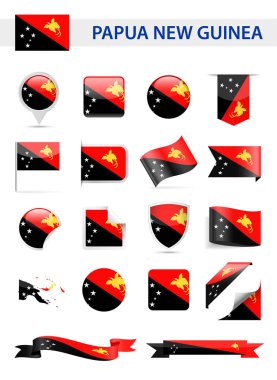 Papua Yeni Gine bayrağı vektör Set