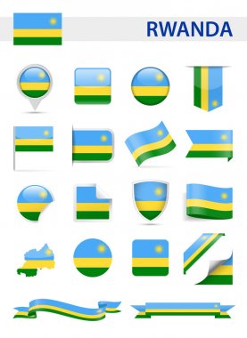 Ruanda bayrak vektör Set