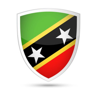 St. Kitts ve Nevis bayrak vektör kalkan kutsal kişilerin resmi
