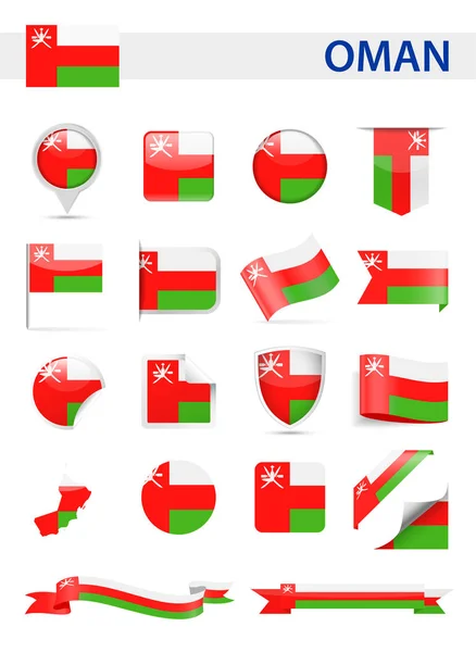 Omán Bandera Vector Set — Vector de stock