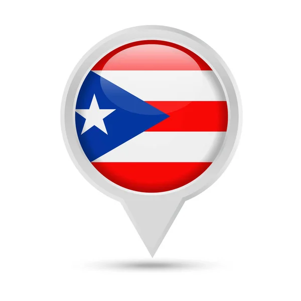 Puerto Rico Flag Round Pin Vector Icon — Stock Vector
