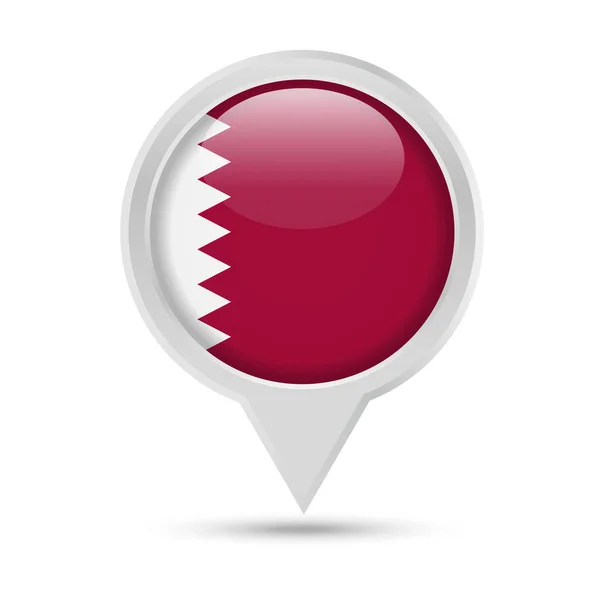 Icône vectorielle de broche ronde de drapeau du Qatar — Image vectorielle