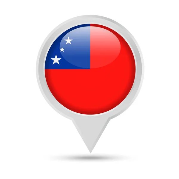 Samoa bandera redonda Pin Vector icono — Vector de stock
