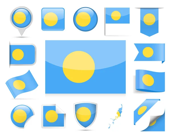 Palau bayrak vektör Set — Stok Vektör