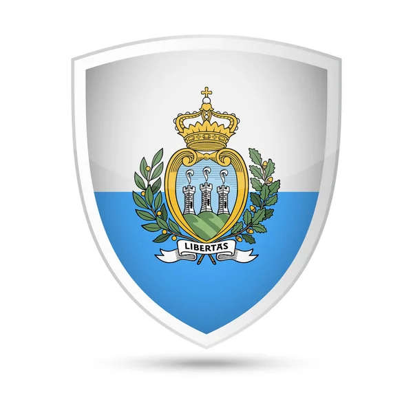 Icono de escudo vectorial de bandera de San Marino — Archivo Imágenes Vectoriales