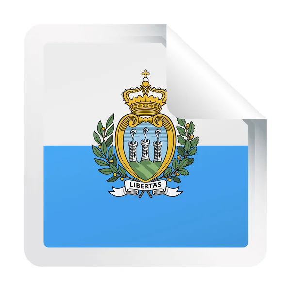 Bandera de San Marino Vector Square Corner Paper Icon — Archivo Imágenes Vectoriales