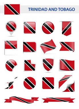 Trinidad ve Tobago bayrak vektör Set
