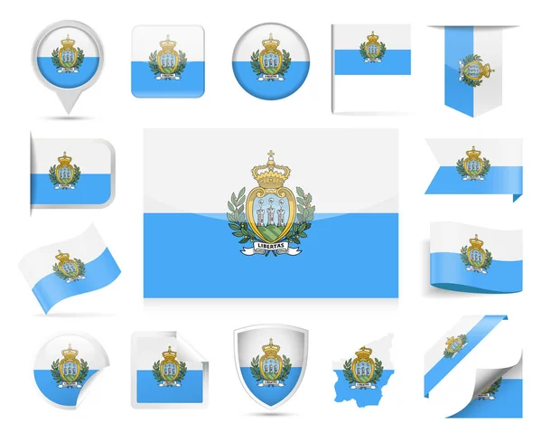 Ensemble vectoriel drapeau Saint-Marin — Image vectorielle