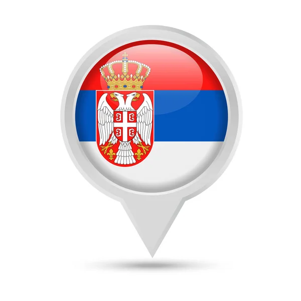 Szerb zászlót kerek Pin Vector Icon — Stock Vector