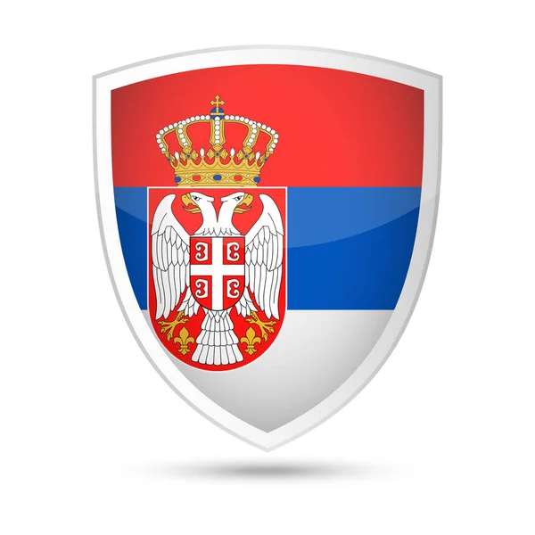 Serbia Flag Vector Shield Icon — Stock Vector