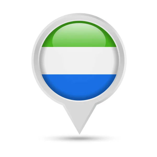 Serra Leoa Bandeira Rodada Pin Vector Icon — Vetor de Stock