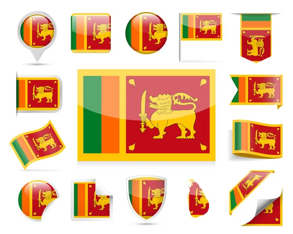 Sri Lankas flagga vektor Set — Stock vektor
