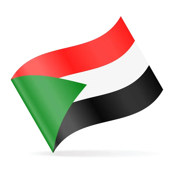 Bandera de Sudán Vector ondeando icono — Vector de stock