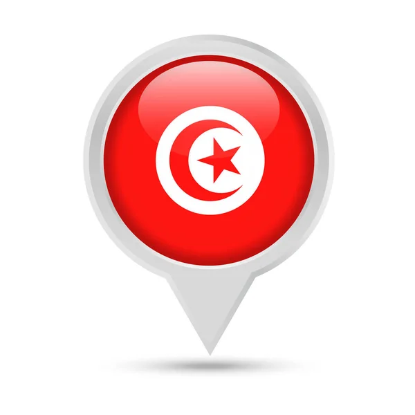 Icône de vecteur de broche ronde de drapeau de Tunisie — Image vectorielle