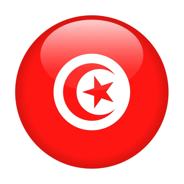 Tunísia Bandeira Vector Ícone redondo —  Vetores de Stock