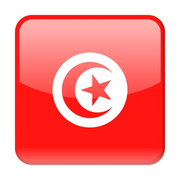 Tunisie Drapeau Icône carré vectoriel — Image vectorielle