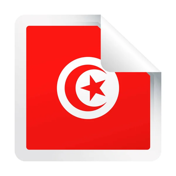 Τυνησία σημαία διάνυσμα τετράγωνο εικονίδιο χαρτί γωνία — Διανυσματικό Αρχείο