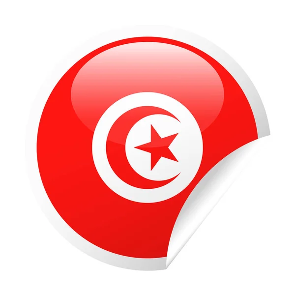 Tunisie Drapeau Vecteur Coin rond Icône de papier — Image vectorielle