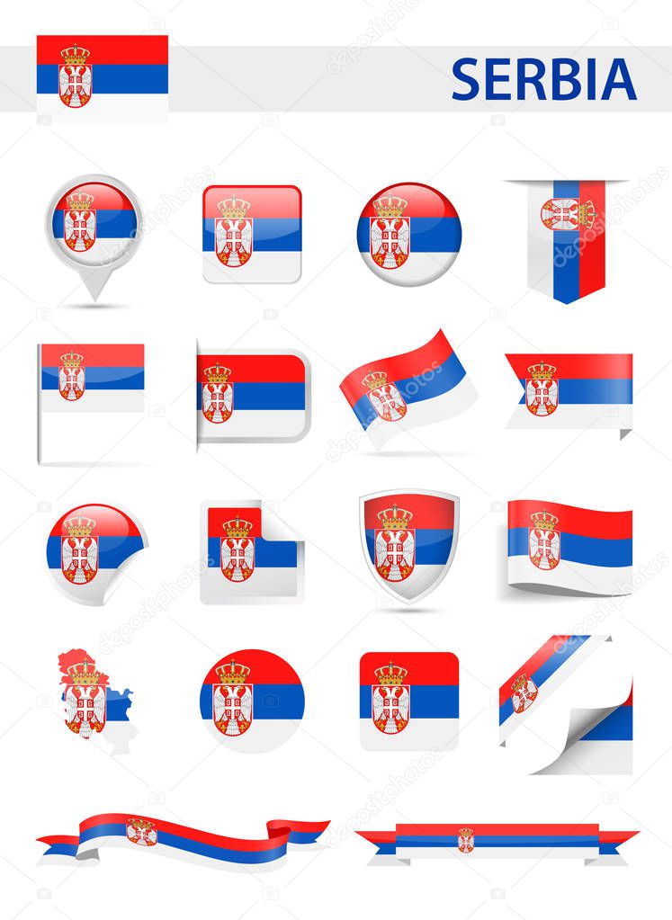 Serbia Flag Vector Set