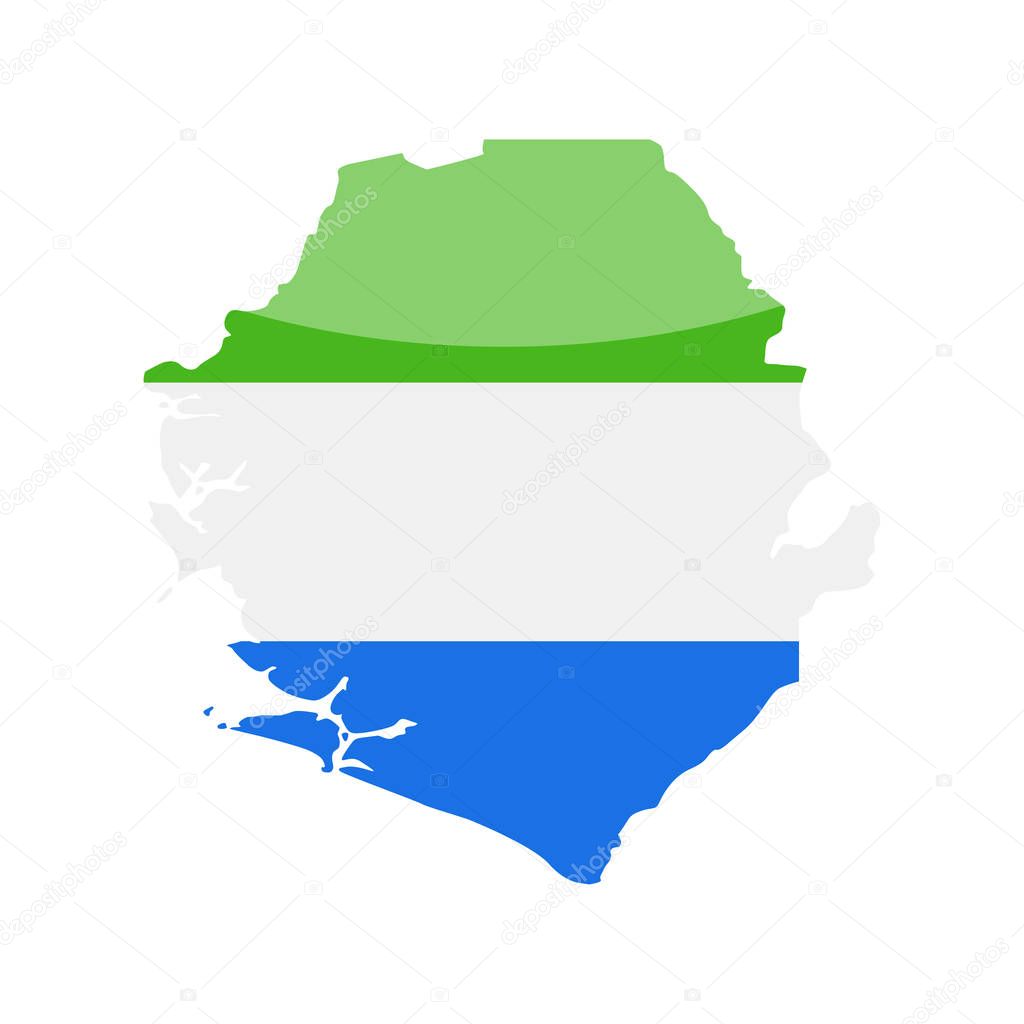 Sierra Leone Flag Country Contour Vector Icon