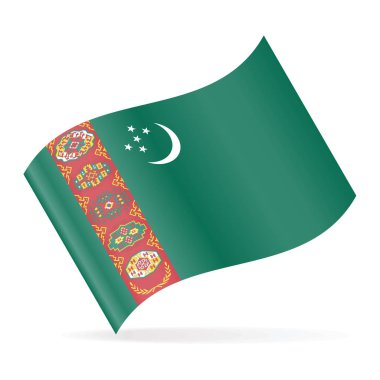 Türkmenistan bayrağı sallayarak simge vektör