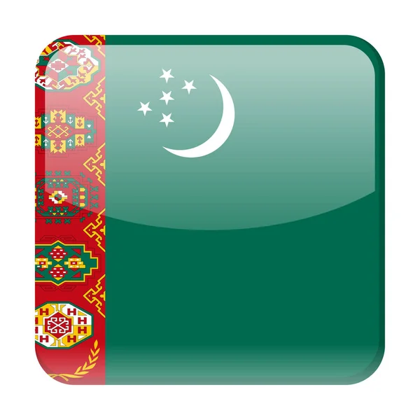 Turkmenistan Flag Vector Square Icon — Stock Vector
